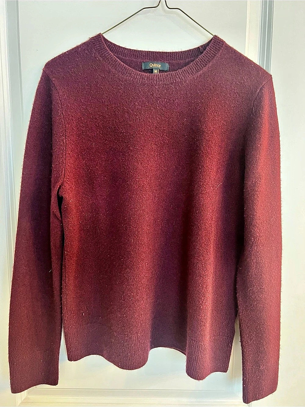 Quince 100% Mongolian Cashmere Crewneck Sweater Rich Burgundy M